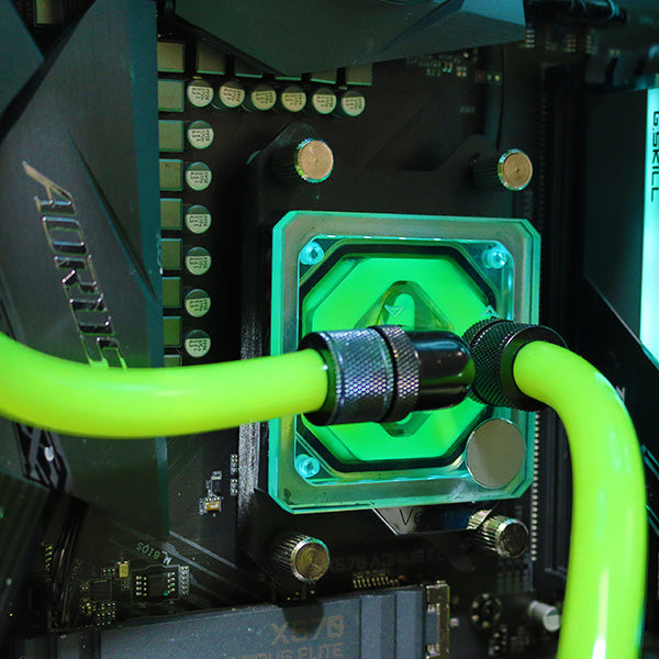 Opaque Astro S-Series - Opaque Green coolant in a PC